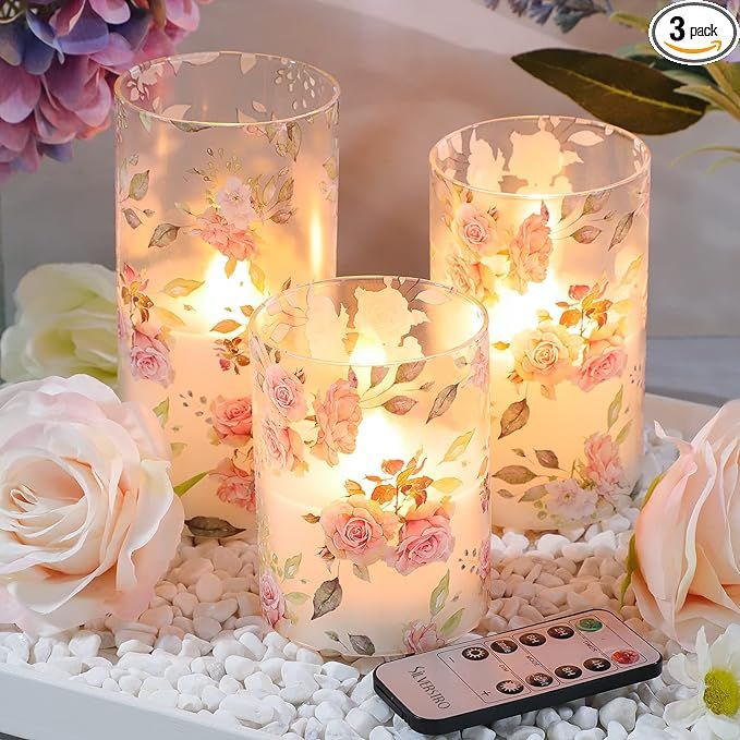 Silverstro Rose Flameless Candles Remote Romantic Love Theme Real Wax Blinks Battery Operated Can... | Amazon (US)
