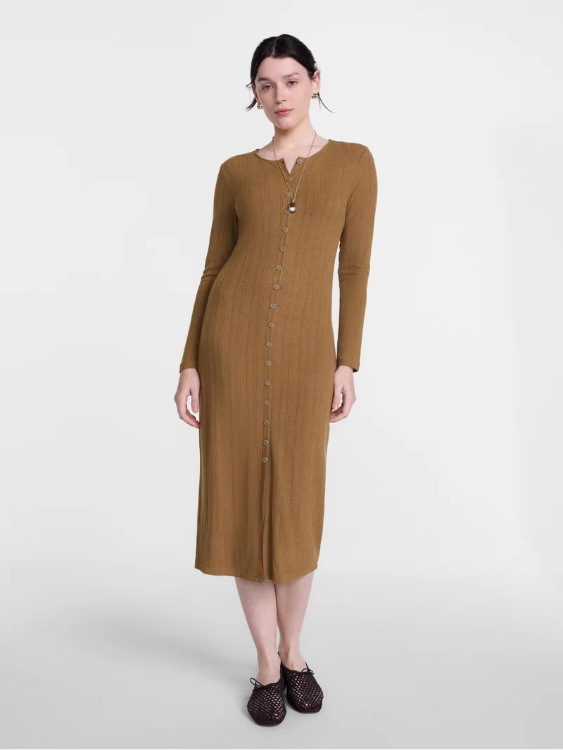 Scenario Women's Cardigan Midi Dress with Long Sleeves, Sizes XS-XXXL | Walmart (US)