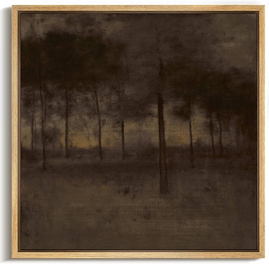 MUDECOR Framed Canvas Print Wall Art Dark Forest at Dusk Moody Atmospheric Landscape Illustration... | Amazon (US)