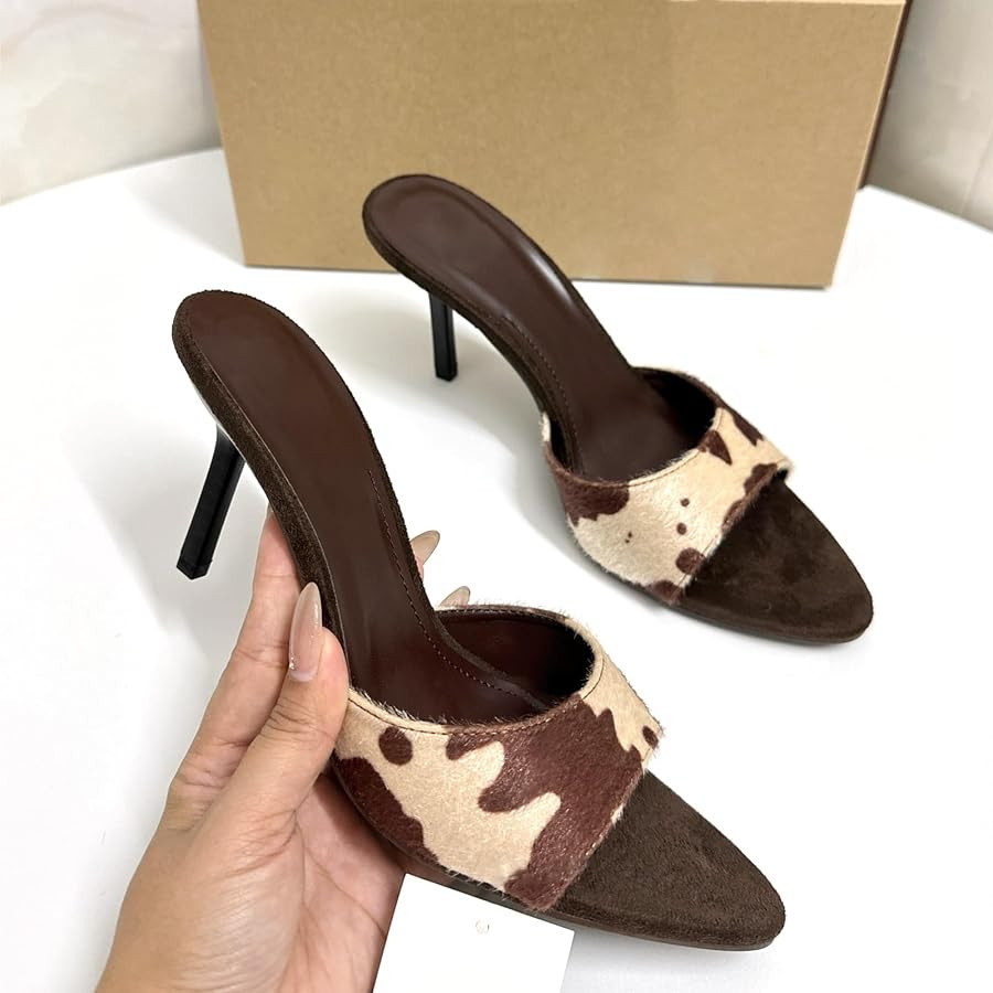 Women'S Suede Pointed Open Toe Stiletto High Heel Mules Sandals Sexy Backless Slingback Slip-On K... | Amazon (US)