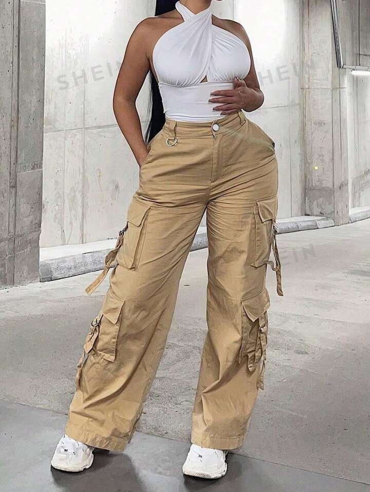 Flap Pocket Side Cargo Pants | SHEIN