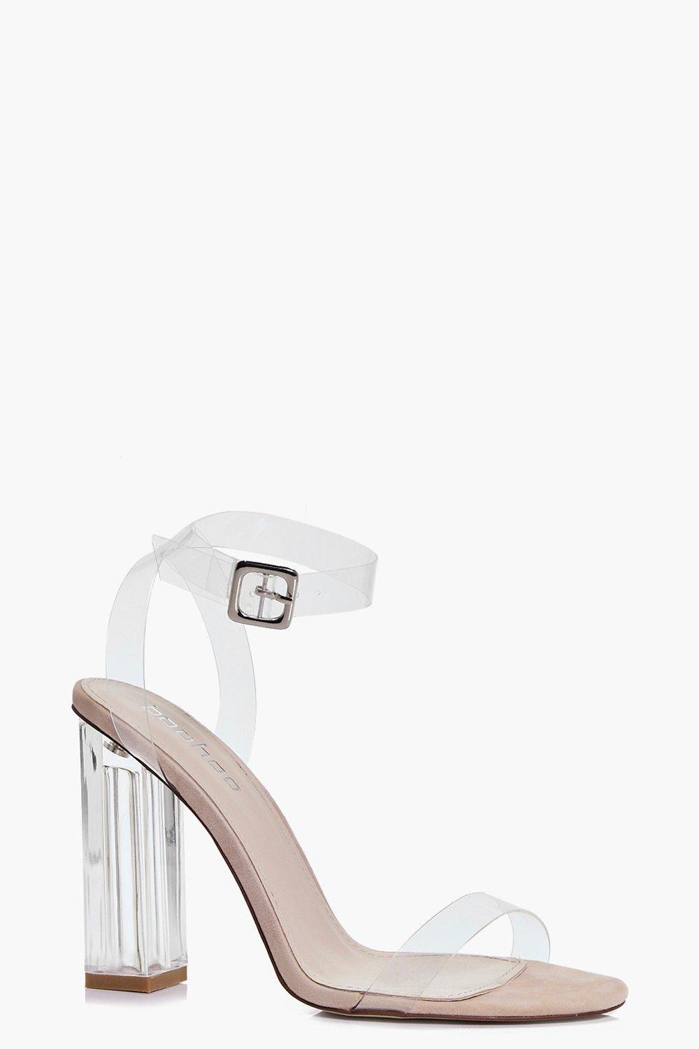 Rebecca Clear Cylinder Two Part Heels | Boohoo.com (US & CA)