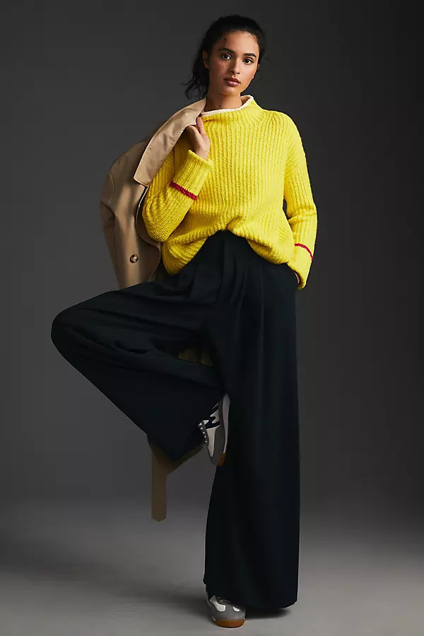 Maeve Mock-Neck Sweater By Maeve in Yellow Size XS | Anthropologie (US)