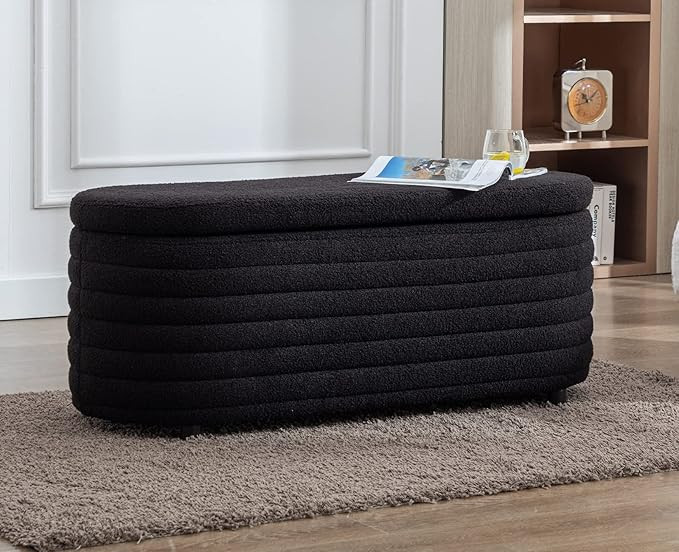 Kmax Storage Bench Faux Fur Entryway Bench Upholstered Ottoman Bench for Bedroom Living Room Hall... | Amazon (US)