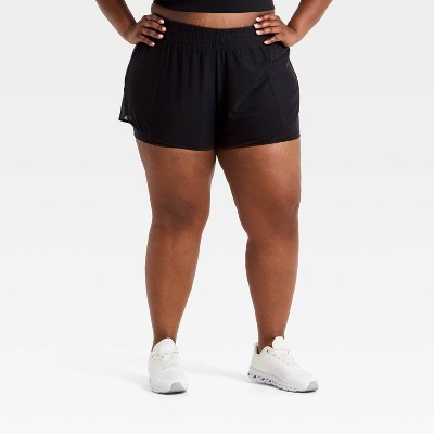 Women's Mid-Rise Mesh Run Shorts 3" - All In Motion™ Black 3X | Target
