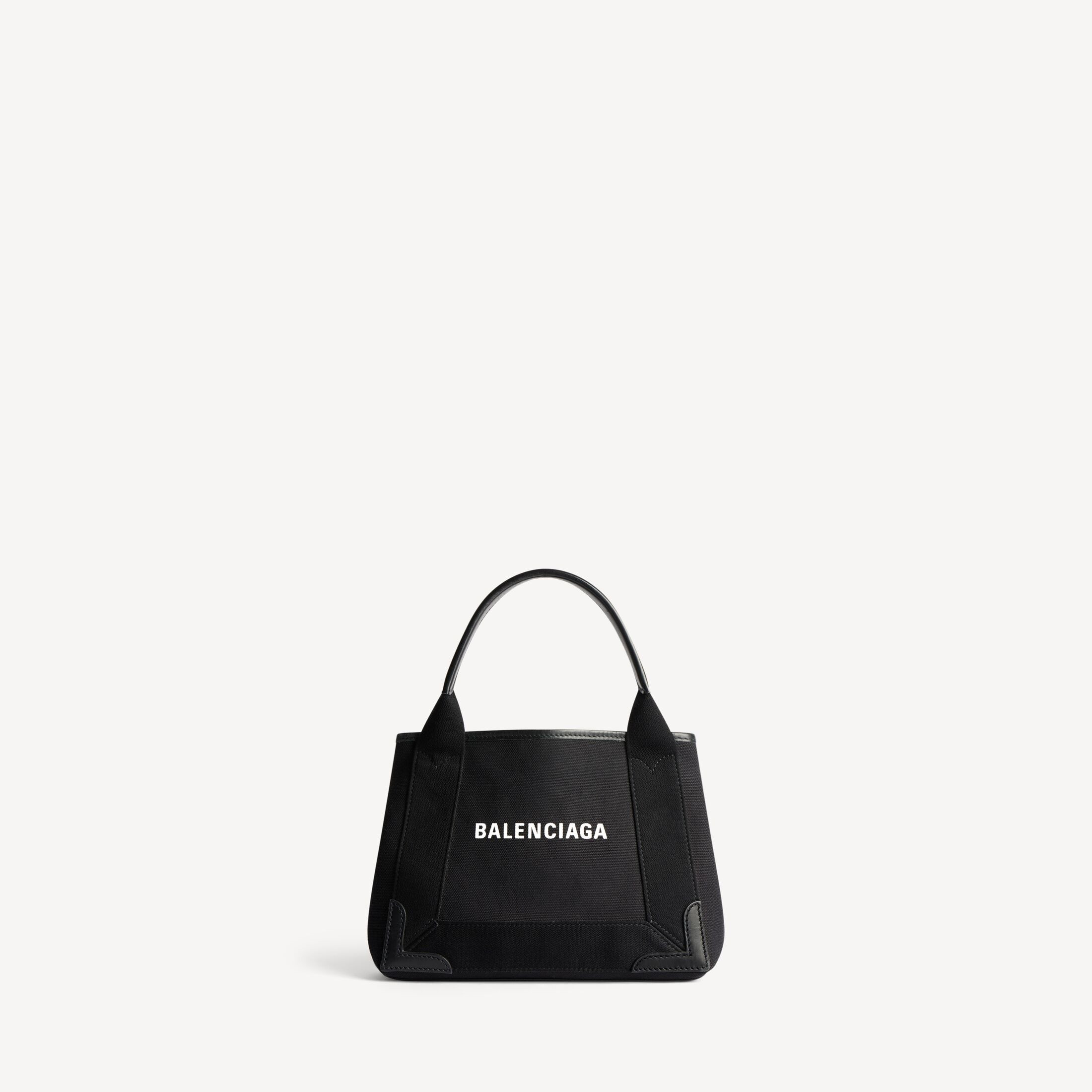 Balenciaga Navy XS Tote Bag Black - Women's -Cotton, Calfskin & Viscose | Balenciaga
