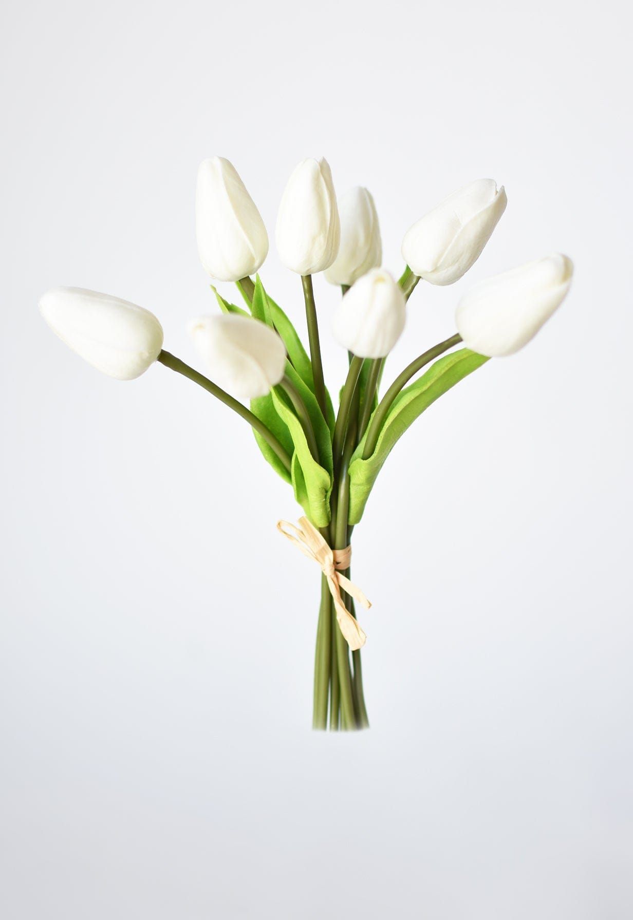 10" Faux Soft Touch Tulip Stem Bundle White | HouseFloral