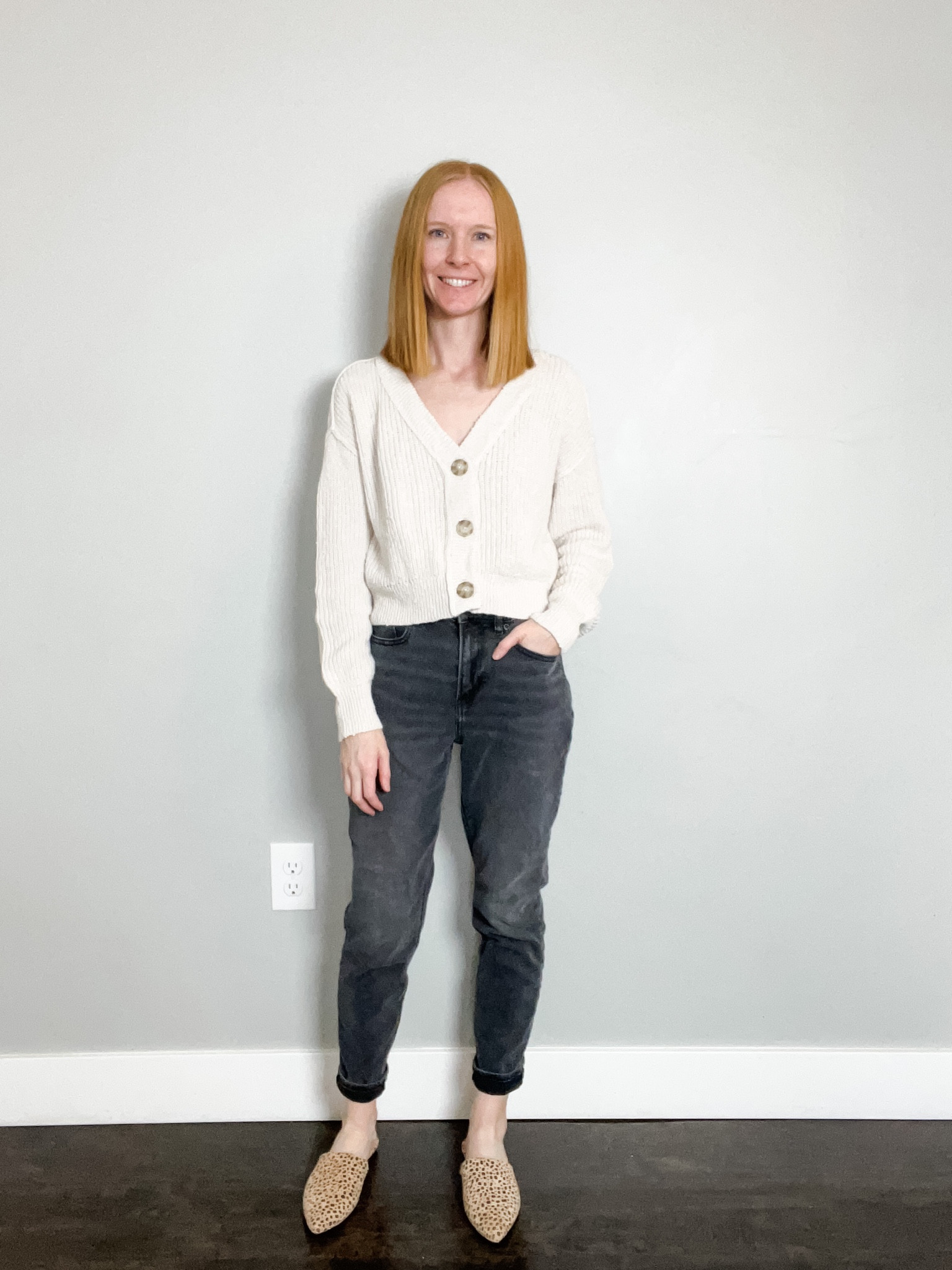 Wearing XS in cropped cardigan, 0 regular in jeans. True to size. 

Cropped cardigan outfit, black jeans outfit, black mom jeans outfit, leopard mules outfit, fall fashion, spring fashion, women’s fashion, women’s style, outfit inspo, outfit inspiration, cute outfit ideas. 

#LTKFind #LTKfit #LTKstyletip