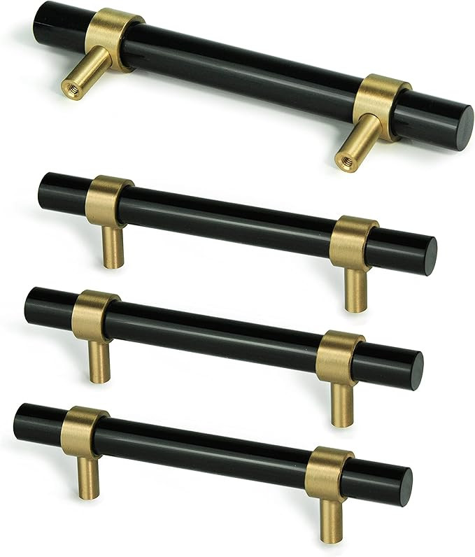 Glass Brass Drawer Pull 4 Pack, Cabinet Handle Crystal Bar Pulls Gold Furniture Hardware for Kitc... | Amazon (US)