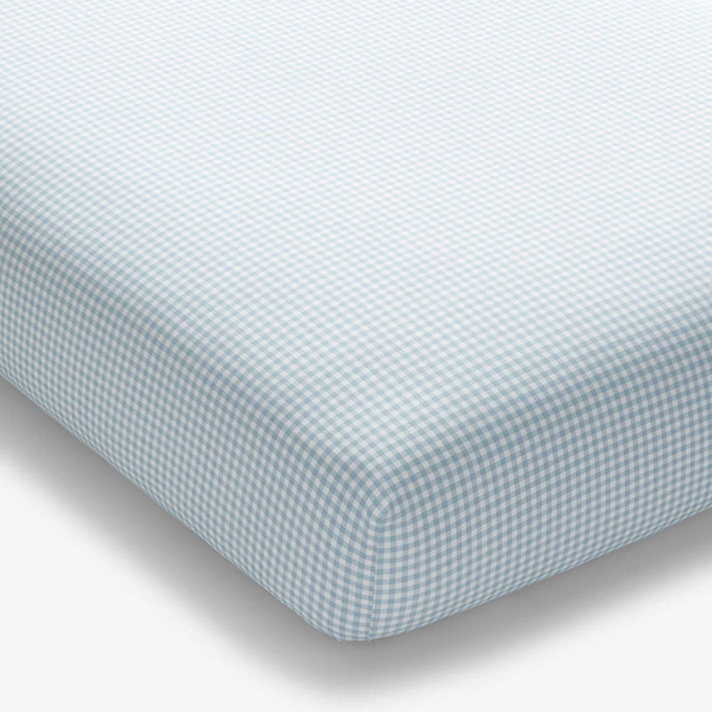Ditsy Gingham Classic Cool Organic Cotton Percale Fitted Crib Sheet - Blue | The Company Store