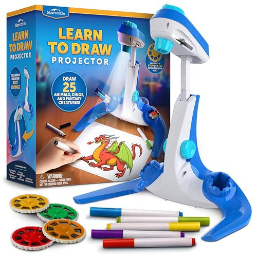 Blue Marble Learn to Draw Projector - Kids Image Projector for Tracing with 9 Colorful Markers & 4 Image Discs with 25 Animals, Dinos & Creatures to Draw, Patent-Pending Drawing Projector for Kids | Amazon (US)