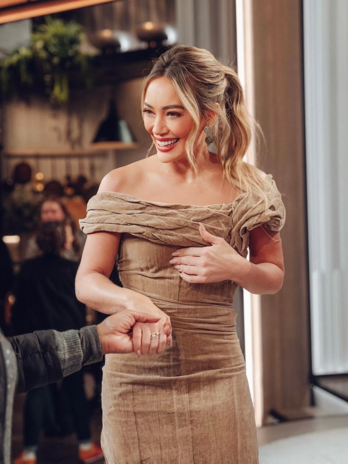 Hillary Duff TWISTED COTTON VELVET DRESS 