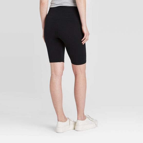 Women's High Waist Cotton Seamless 7" Inseam Bike Shorts - A New Day™ Black | Target