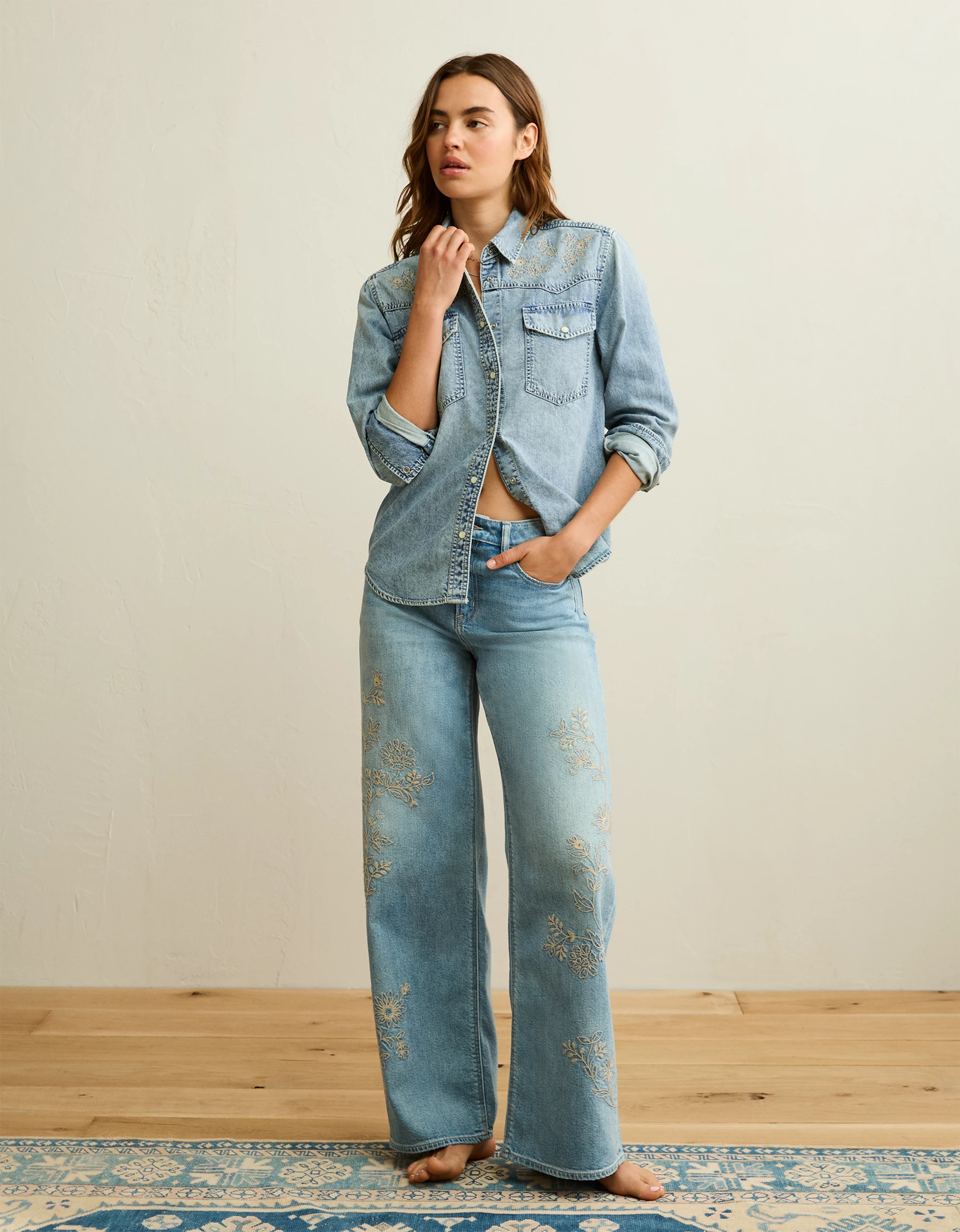 AE Throwback Denim Button-Up Shirt | American Eagle Outfitters (US & CA)