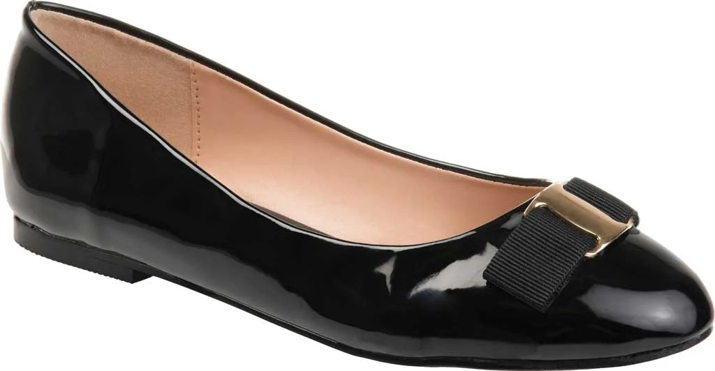 Women's Journee Collection Kim 2 Ballet Flat Black Faux Leather/Patent 9 M | Walmart (US)