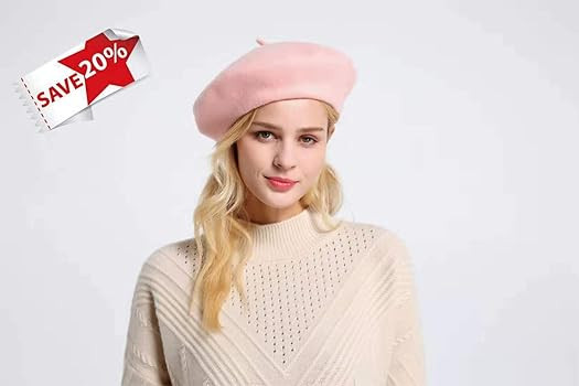 Women Berets Wool French Beanies Hat Solid Color Lightweight Casual | Amazon (US)