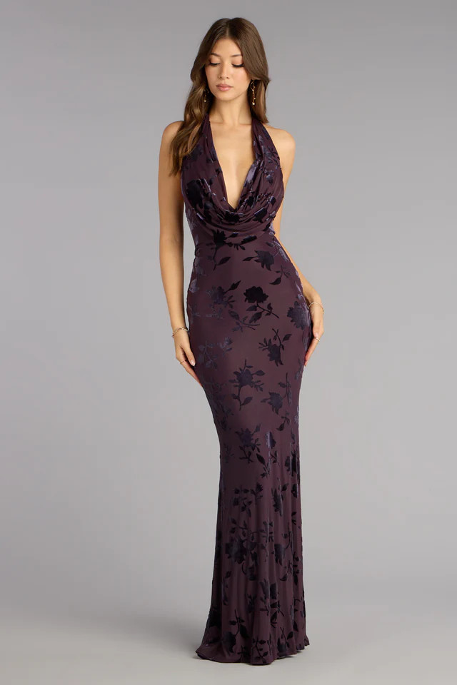 Morgan Plunge Cowl Neck Mermaid Formal Dress | Windsor Stores