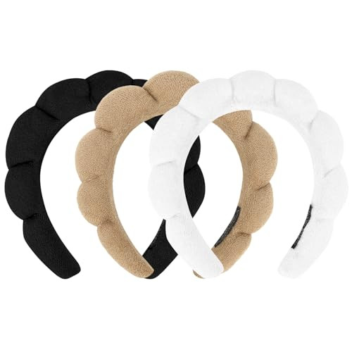 ACO-UINT 3 Pack Spa Headbands - Terry Cloth Makeup Headbands with Sponge for Skincare and Face Washing, Puffy Hair Band | Amazon (US)