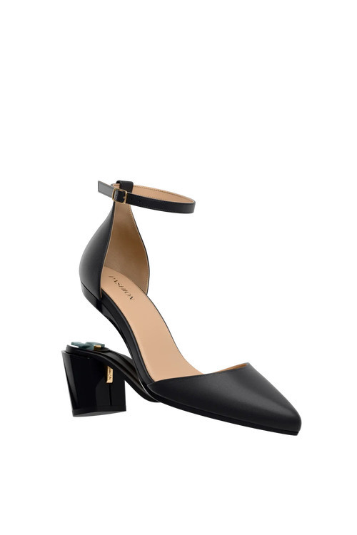 Pashion Footwear The D'Orsay 3" Block Convertible Heel in Coal Leather at Nordstrom, Size 9.5 | Nordstrom
