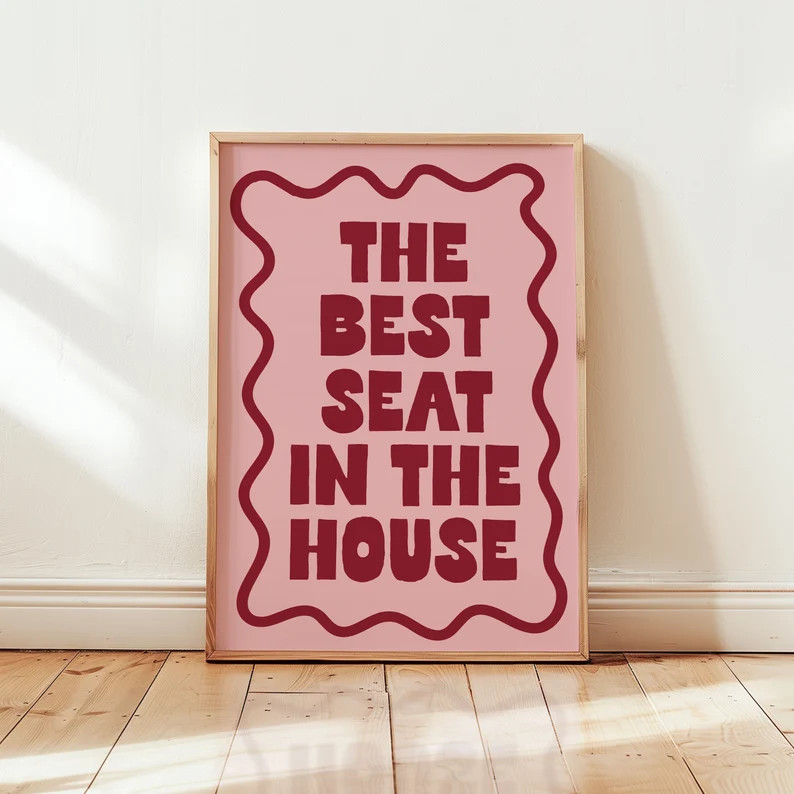 The Best Seat in the House Art Print | Funny Typography Bathroom Poster, Pink Restroom Art Print ... | Etsy (US)