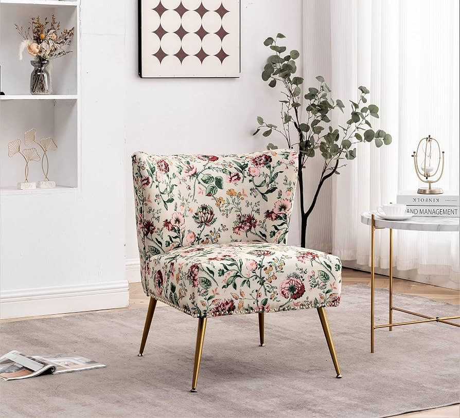Container Furniture Direct Thia Armless Accent Chair for Living Room, Elegant Seat with Nailhead ... | Amazon (US)