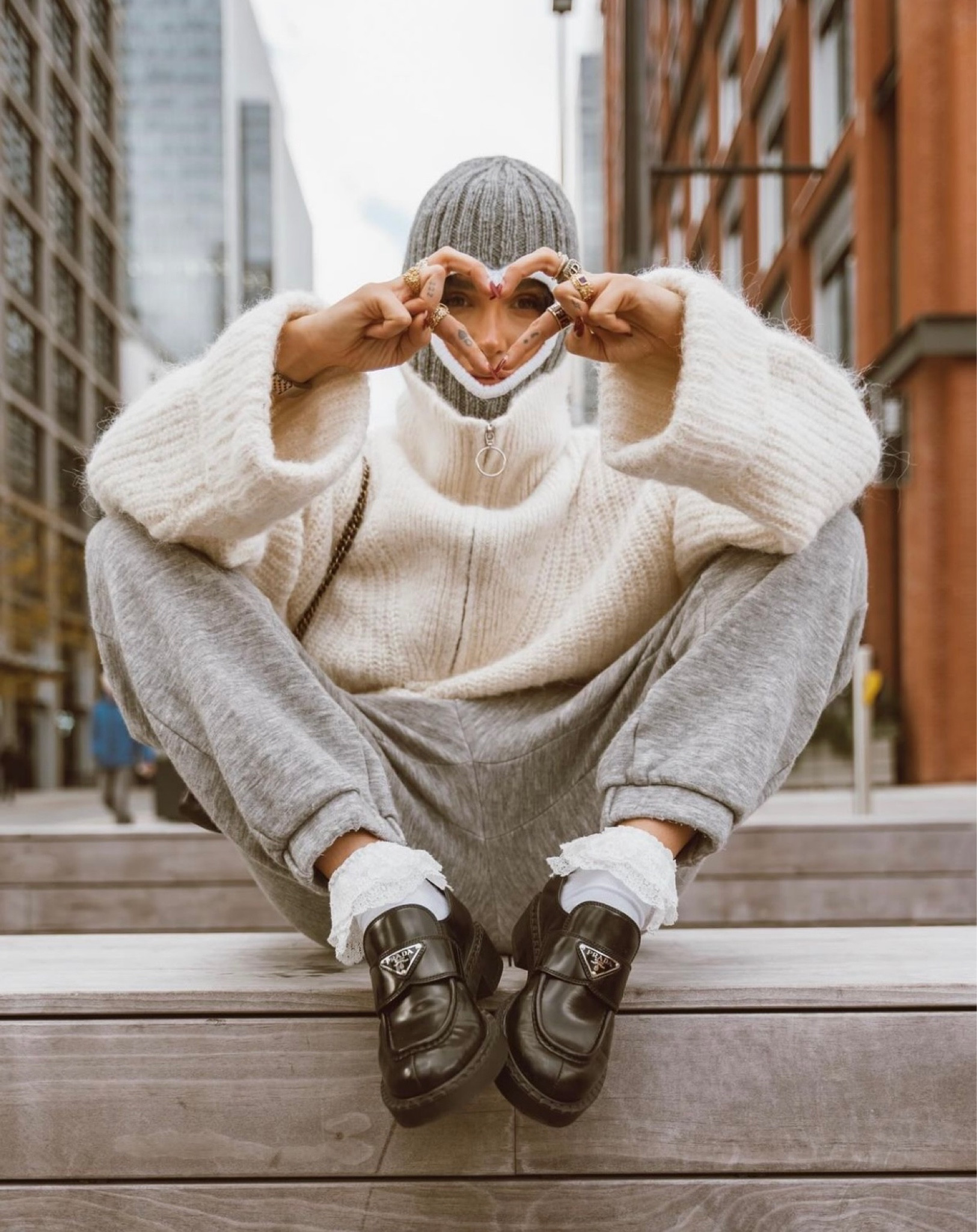 正規 Rib-knit LTK on curated jumper half-zip トップス