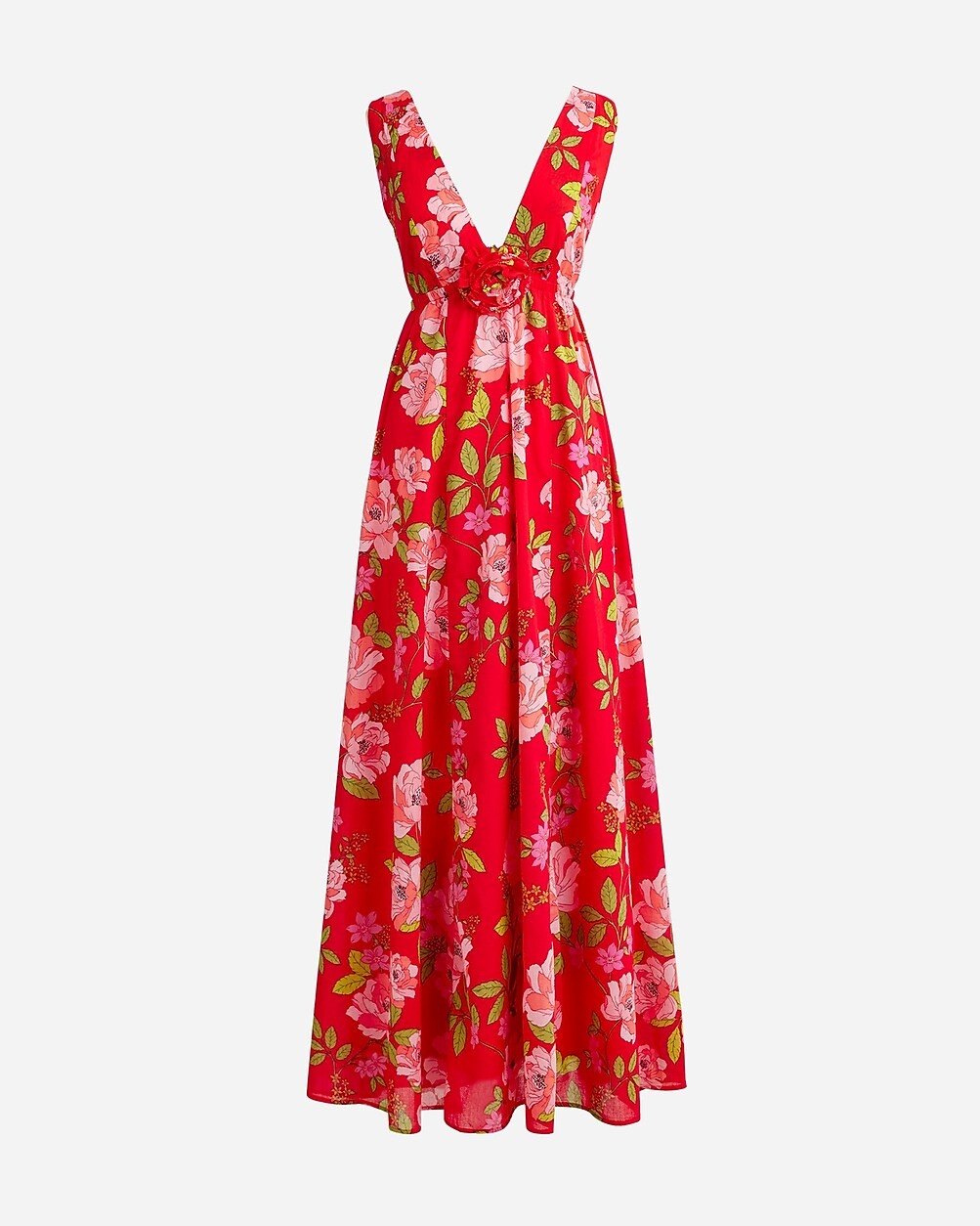 Cotton voile rosette plunge dress in peony vines | J. Crew US