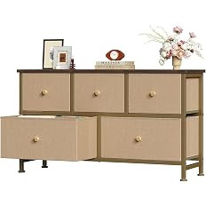OLIXIS 5 Drawer Dresser for Bedroom, Storage Organizer for Closet, Khaki | Chest of Drawers for C... | Amazon (US)