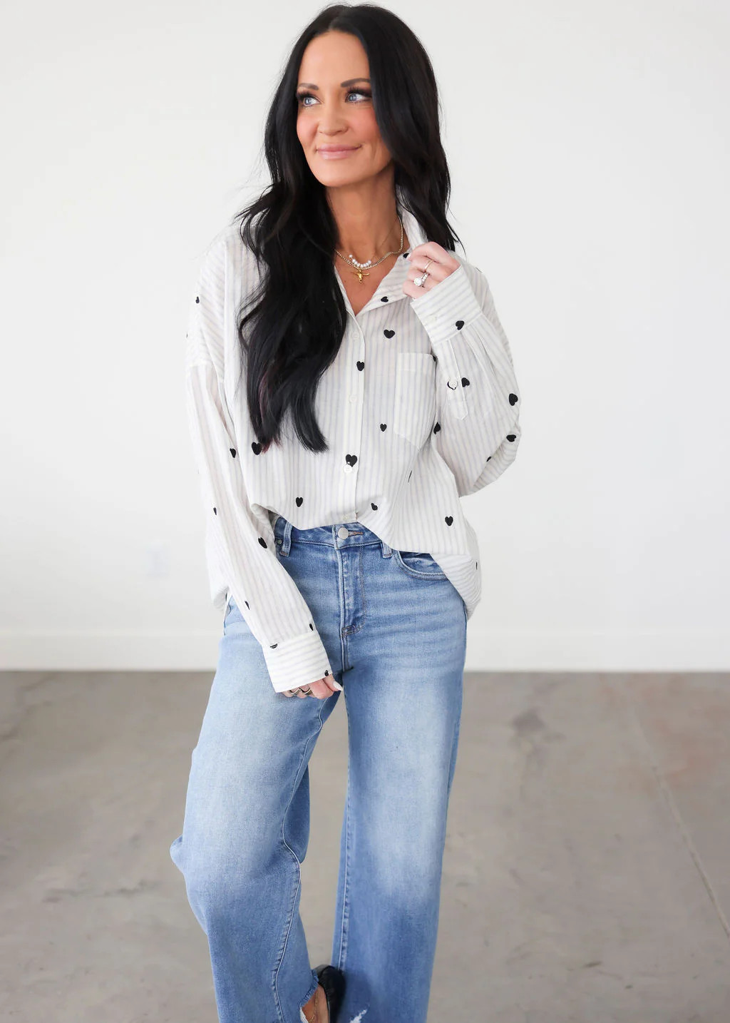 Heart Oversized Button Down | Lauriebelles