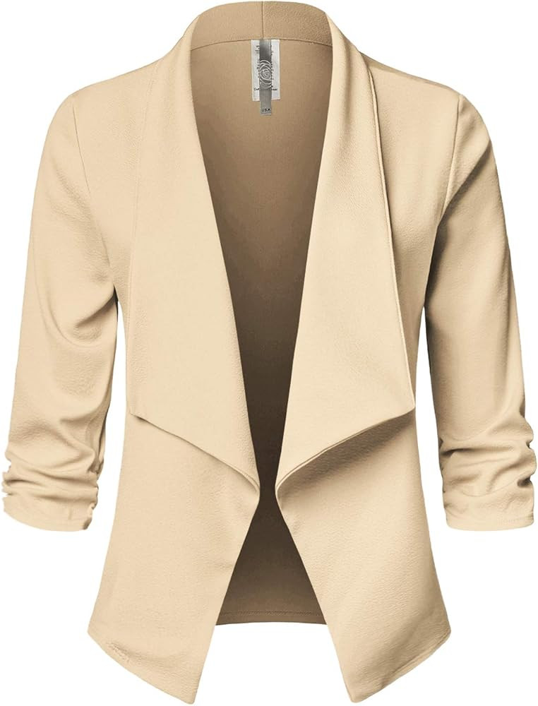 JSCEND Women's Casual 3/4 Sleeve Office Work Open Front Blazer Cardigan Jacket (S-3XL) | Amazon (US)