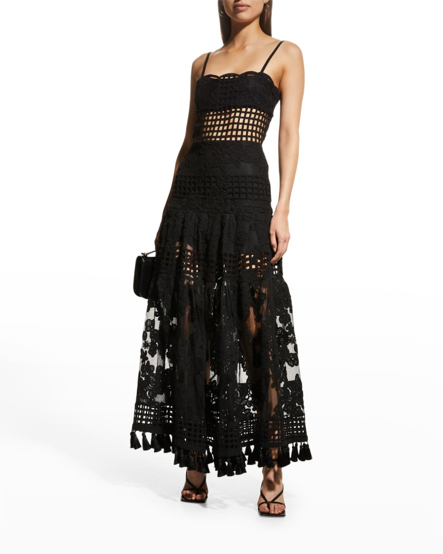 Alexis Legends Macram&eacute; Lace&nbsp;Pom-Pom Trim Maxi Dress | Neiman Marcus