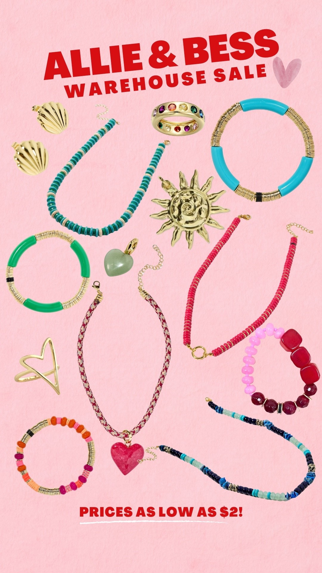 Allie + Bess Annual Warehouse Sale is here & up to 80% off with pieces priced as low as $2!!

Valentine’s Day 
Necklace 
Bracelet 

#LTKootd #LTKValentine #LTKSaleAlert