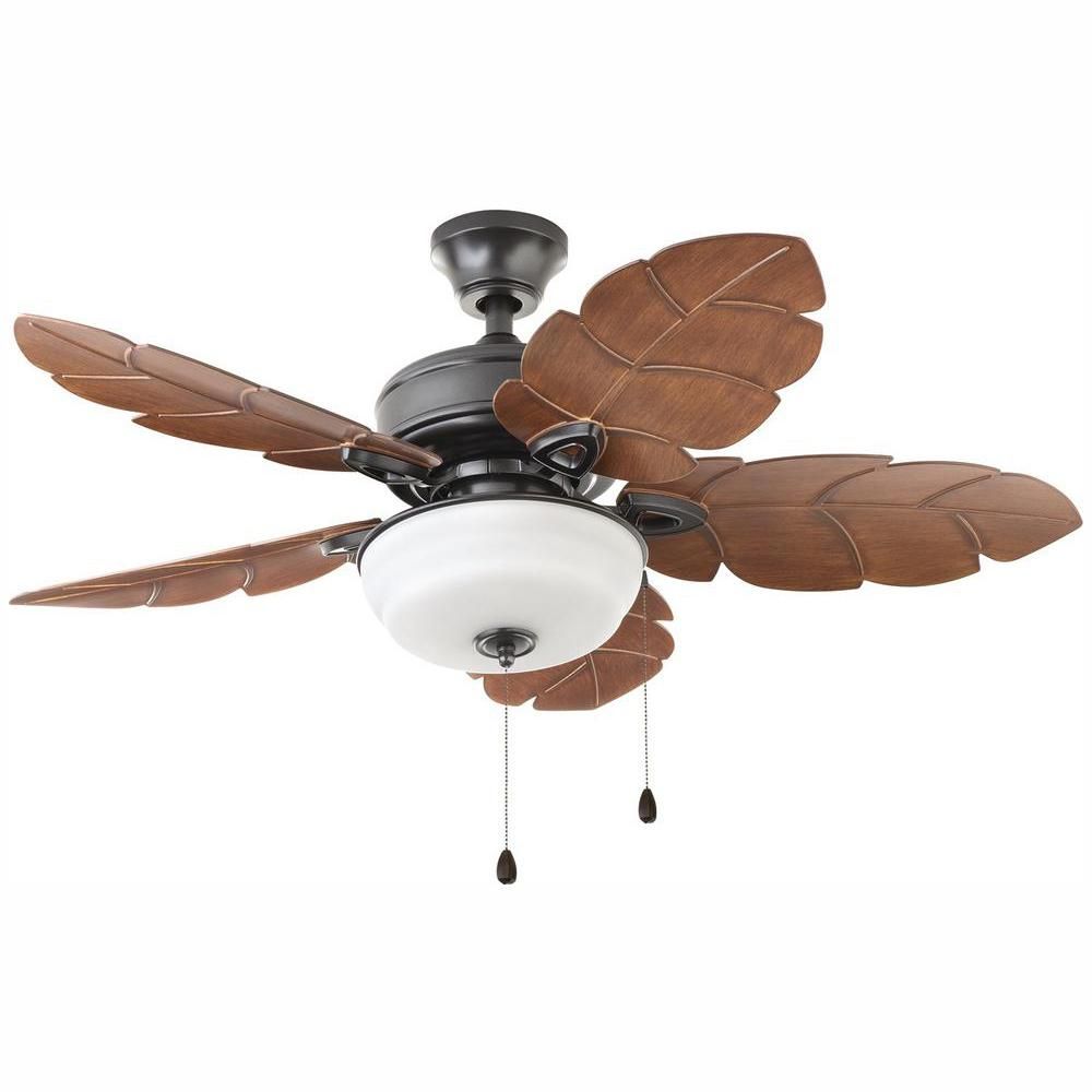 Palm Cove 44 in. LED Indoor/Outdoor Natural Iron Ceiling Fan with Light Kit | The Home Depot