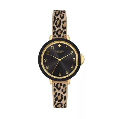 kate spade new york®park row three-hand leopard print silicone watch | Belk