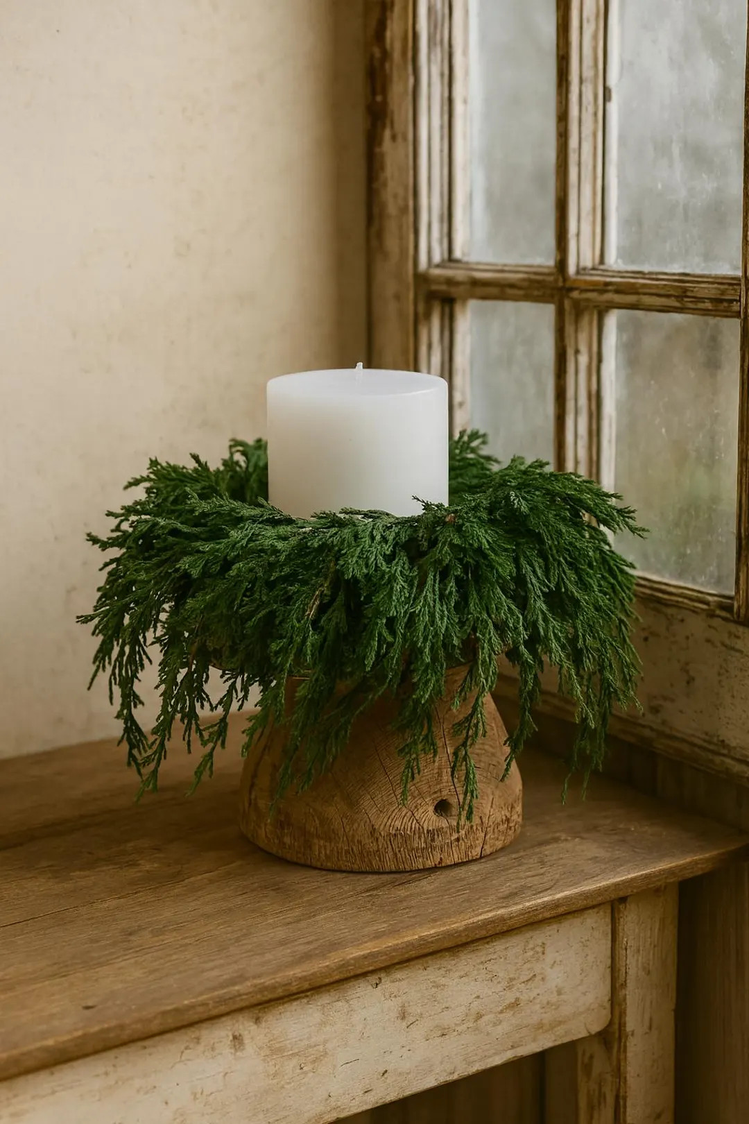 Pine & Cedar Hanging Evergreen Vintage Christmas Greens Greenery Wreath Candle Ring Holiday Home ... | Etsy (US)