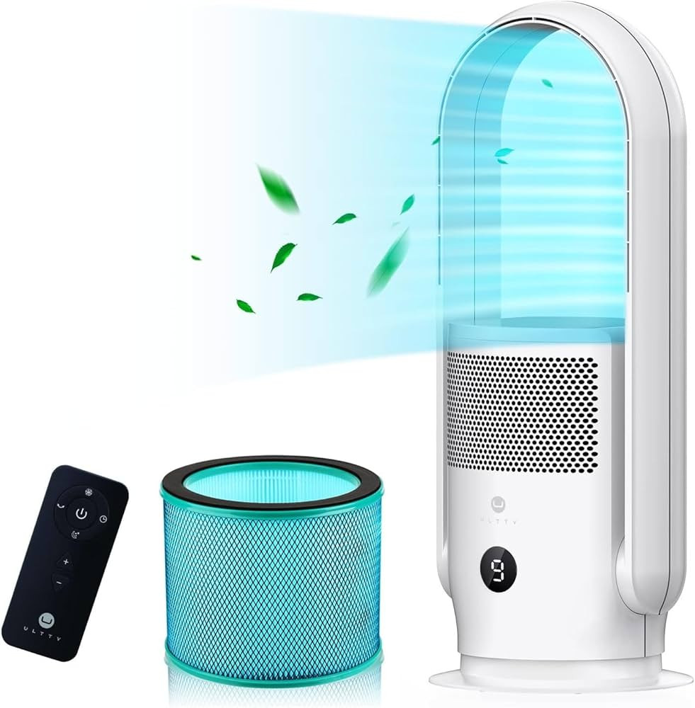 ULTTY Bladeless Tower Fan with Air Purifier, 90° Oscillating Tower Fan with HEPA Filter, Remote ... | Amazon (US)