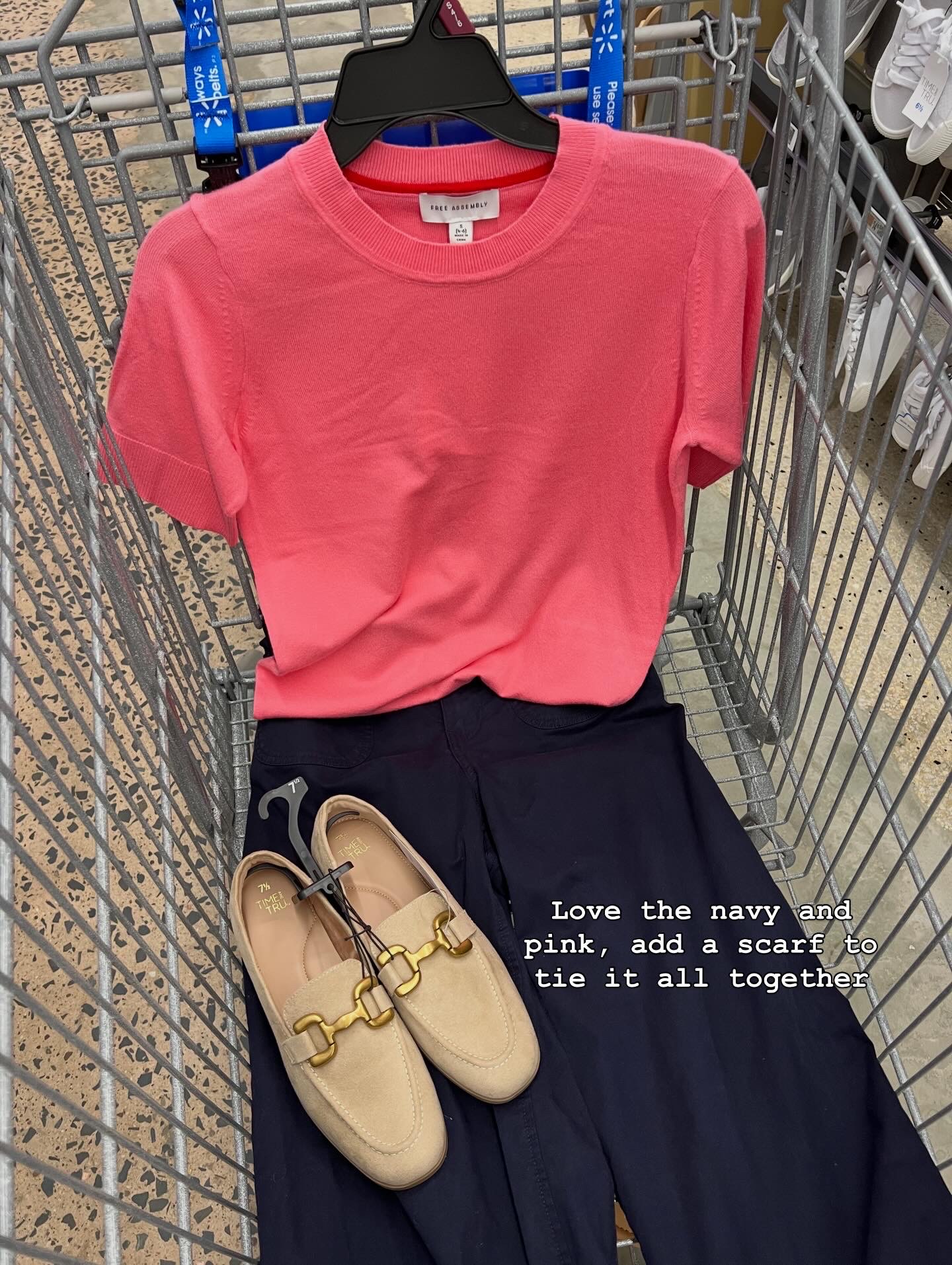 Walmart work outfit with this sweater tee and twill pants, loafer flats. Fit is true to size. Tee is a classic fitted style. #walmartfashion