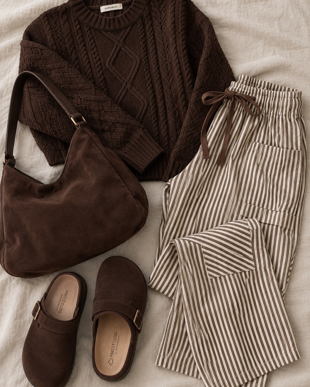 Amazon fall finds that look way more expensive than they are 🤎🍂 This chocolate cable-knit sweater with the striped barrel pants is the cozy combo I want to live in all season. Add the brown clogs + slouchy bag and it’s the perfect comfy-but-put-together look for errands, school pickup or a casual fall day.

#LTKSaleAlert #LTKSeasonal #LTKootd