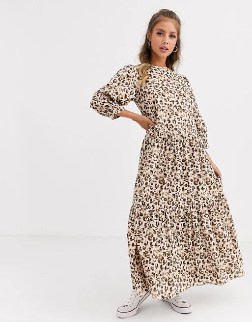 ASOS DESIGN tiered maxi dress in leopard print | ASOS US