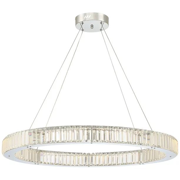 Possini Euro Design Chrome Pendant Chandelier 35 1/2" Wide Modern LED Ring Crystal Glass for Dini... | Walmart (US)