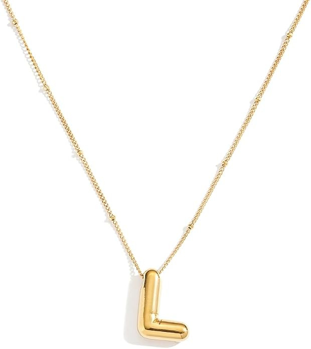 Puffy Initial Necklace for Women Balloon Letter Alphabet Pendant Dainty Personalized Name 18K Gol... | Amazon (US)