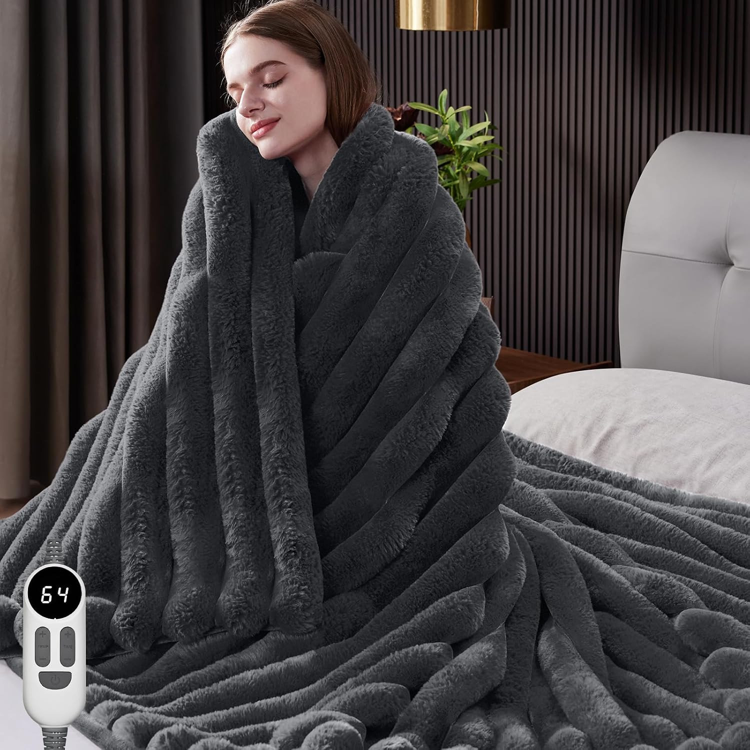 Heated Throw Blanket, Faux Fur Cozy Electric Blanket 72''*84'' | Amazon (US)