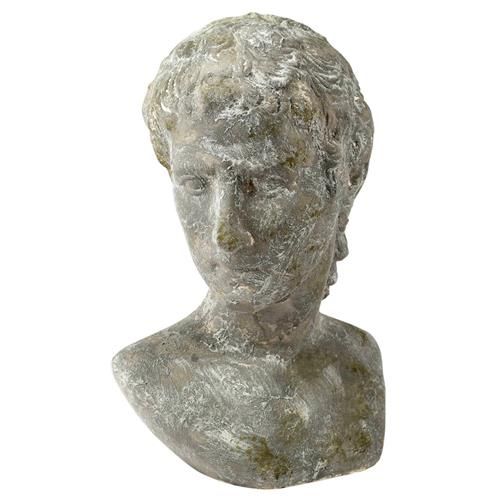 Vietri Carrara French Country Grey Ceramic Roman Bust | Kathy Kuo Home