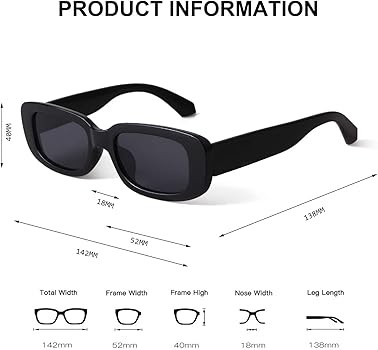 BUTABY Rectangle Sunglasses for Women Retro Driving Glasses 90’s Vintage Fashion Narrow Square ... | Amazon (US)
