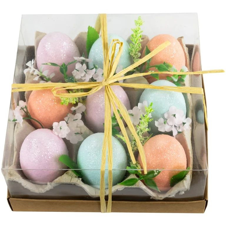 Northlight Pastel Easter Eggs with Carton Decoration - 6.25" - Set of 9 | Walmart (US)
