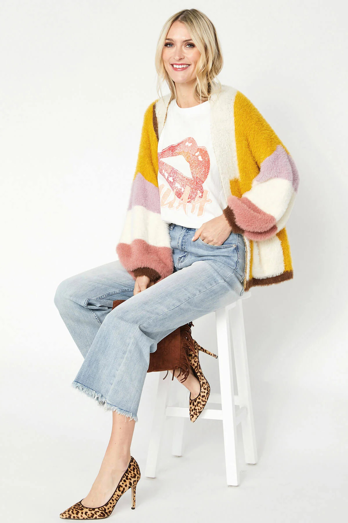 &amp;Merci Colorblock Fuzzy Sweater | Social Threads