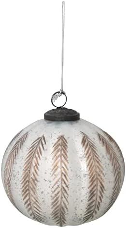 Mercury Glass Ball Ornament with Etched Copper Pattern, White Finish | Amazon (US)
