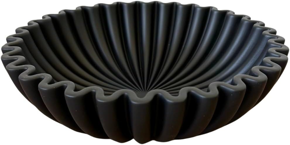 OAKOA Concrete Black Decorative Bowl for Home Decor - Black Fruit Bowl for Kitchen Counter - Blac... | Amazon (US)