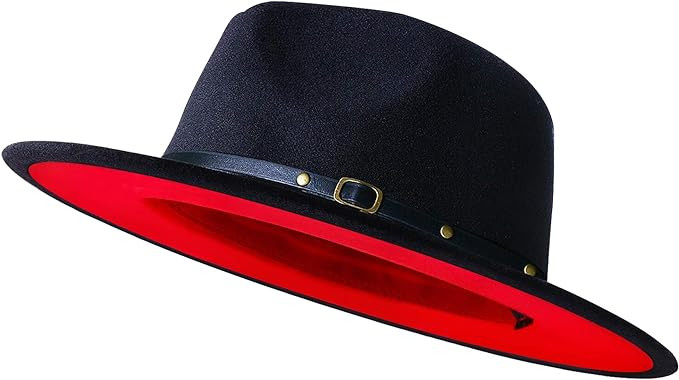 Wide Brim Fedora Hats for Women Men Two Tone Dress Hat Felt Panama Hat in Two Audlt Size | Amazon (US)