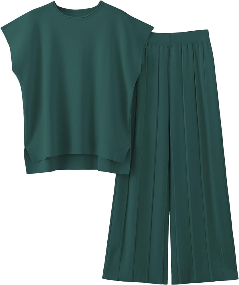 Women's Sweater Set 2 Piece Lounge Set Knit Pullover Tops Vest High Waisted Pants Outfits | Amazon (US)